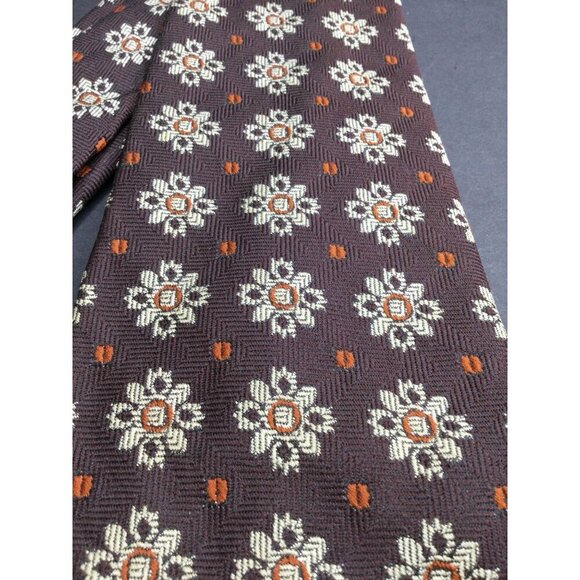 Vintage Andhurst Floral Patterned Brown Tie 100% Polyester Made in USA - Picture 3 of 8